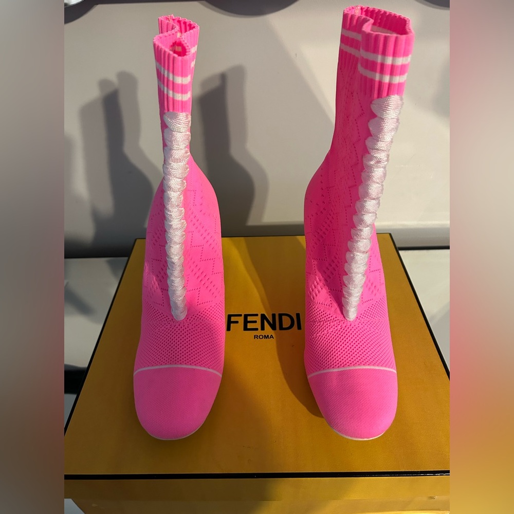 Fendi Rockoko Neon Pink Ankle Boots in a size 42
